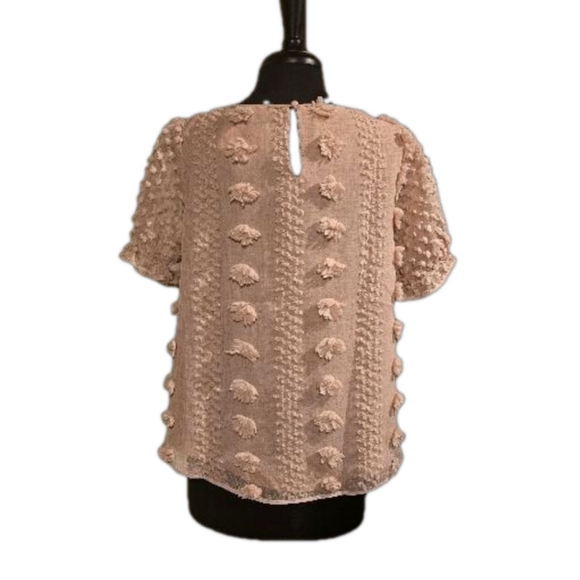 NWT MINE Short sleeve Dusty Rose Color Top With beautiful detail Size Large NWT - Picture 4 of 7
